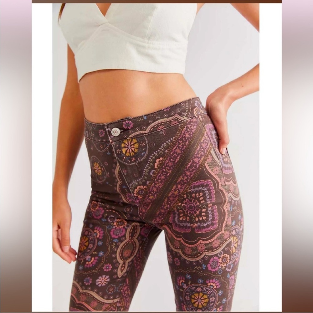 We The Free Paisley Flare Pants - Brown and Pink